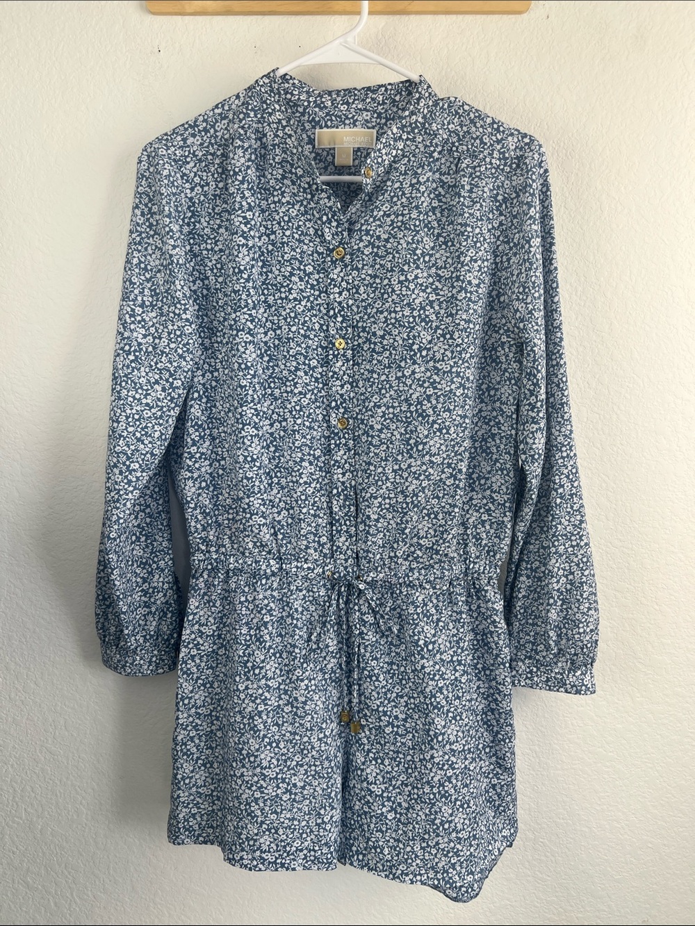 Michael Kors Blue Floral Botton Down Romper Women’s Size Medium